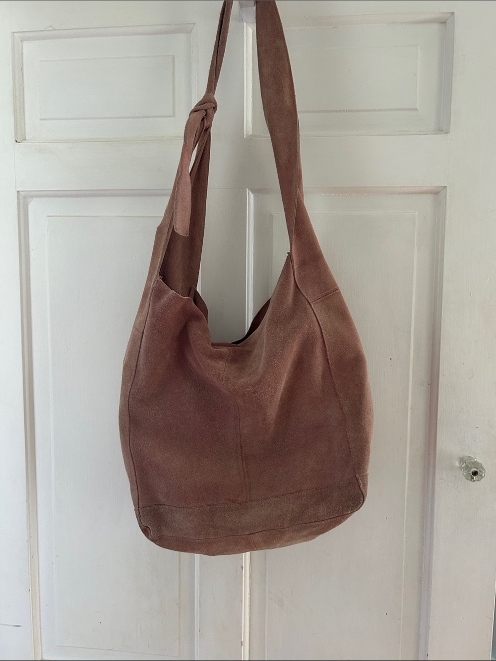 Free People Suede Shoulder Hobo Bag in Dusty Rose Brown